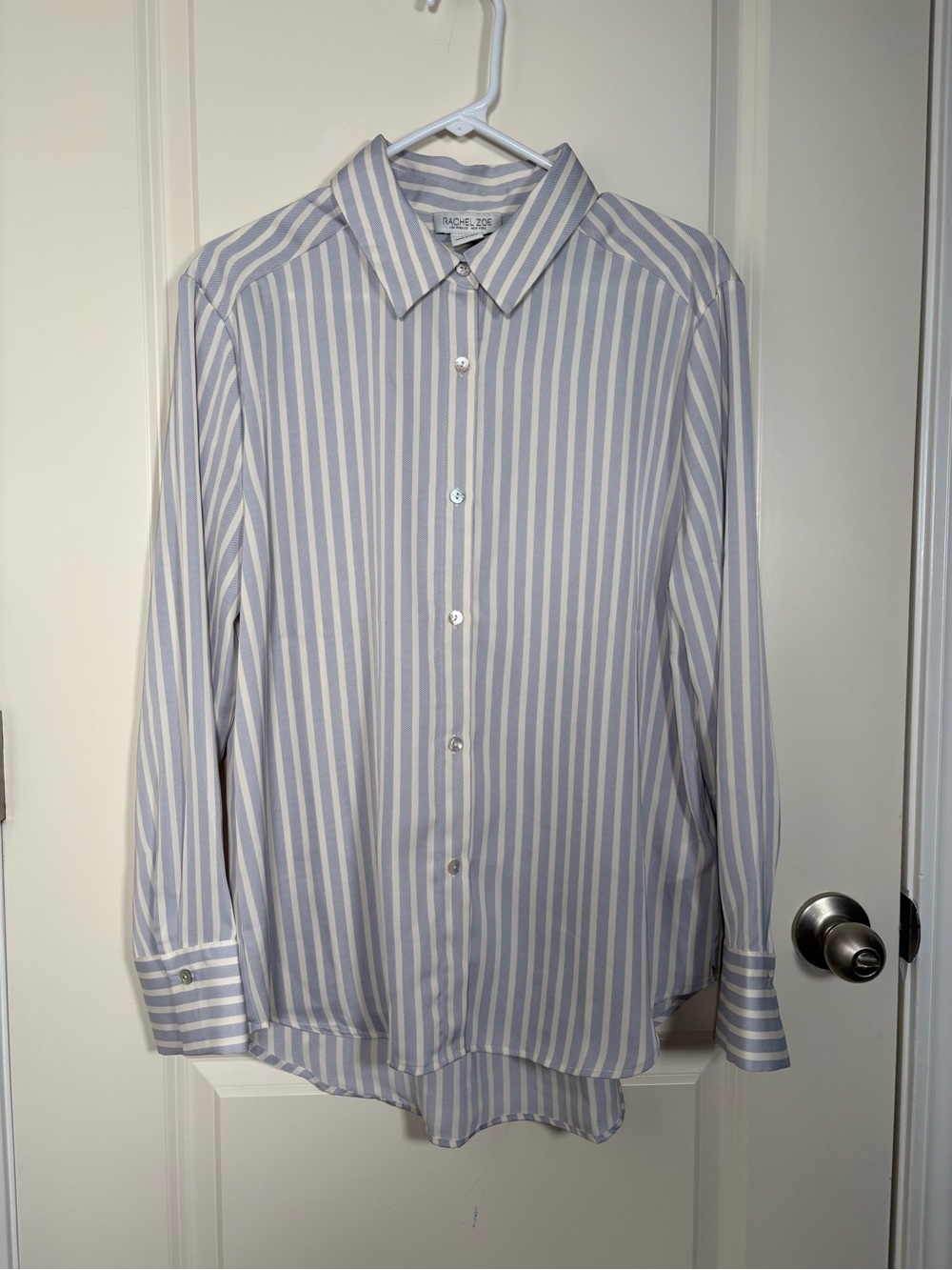 Rachel Zoe Blue and White Striped Button-Up Blouse
